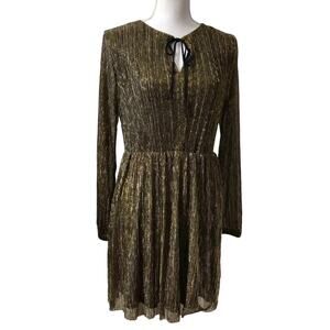 Xhilaration Womens Long Sleeve Black and Gilded Gold Mini Dress Size M NWT